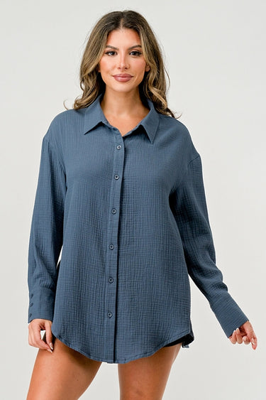 Oversized Button-Up Blouse